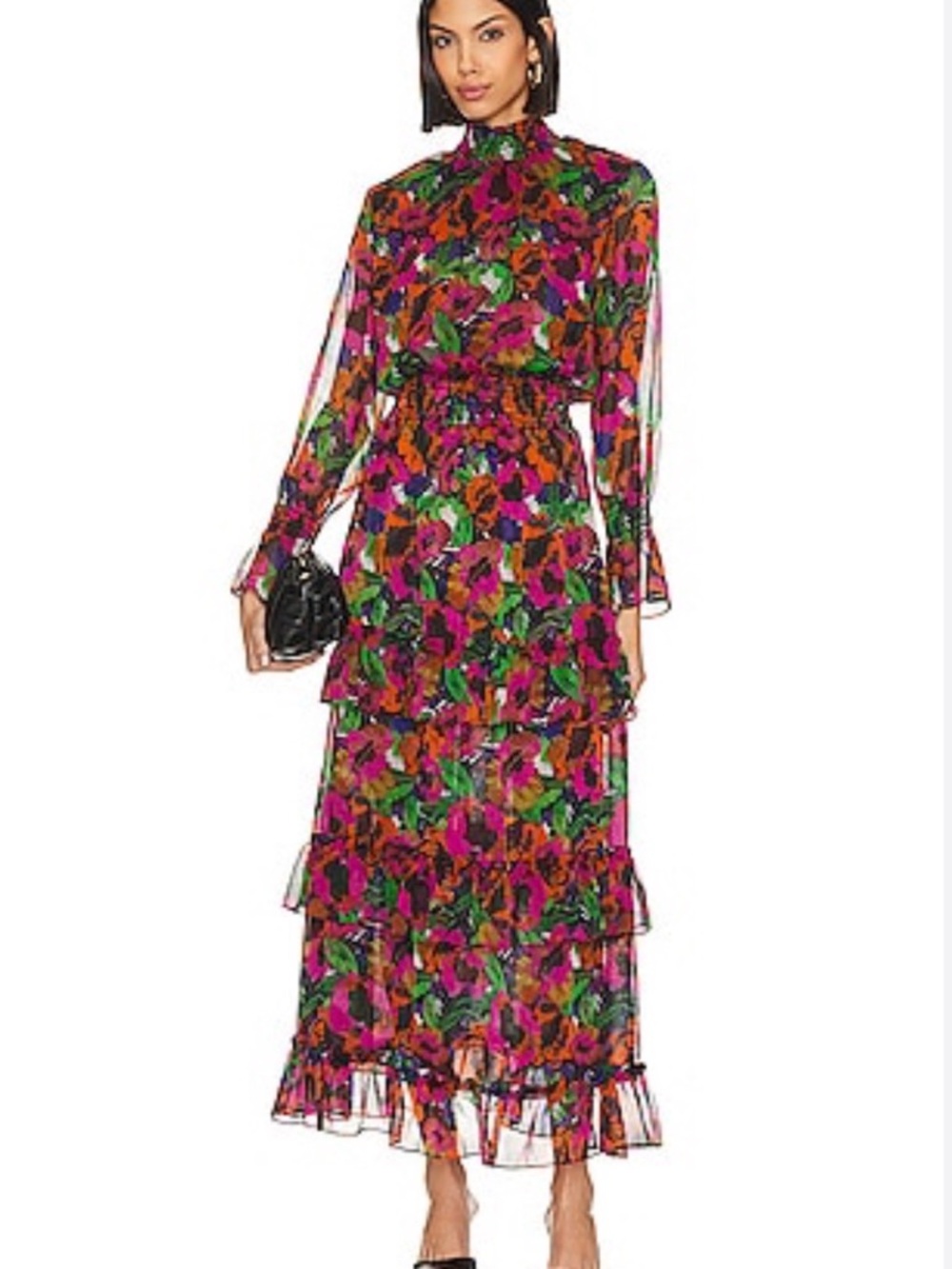 Misa Los Angeles Multicolor Floral Tiered Maxi Dress